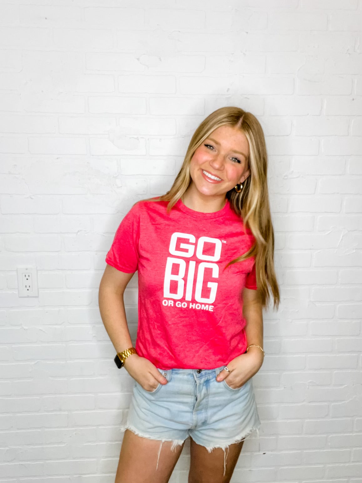 Go Big or Go Home - Red and White T-Shirt