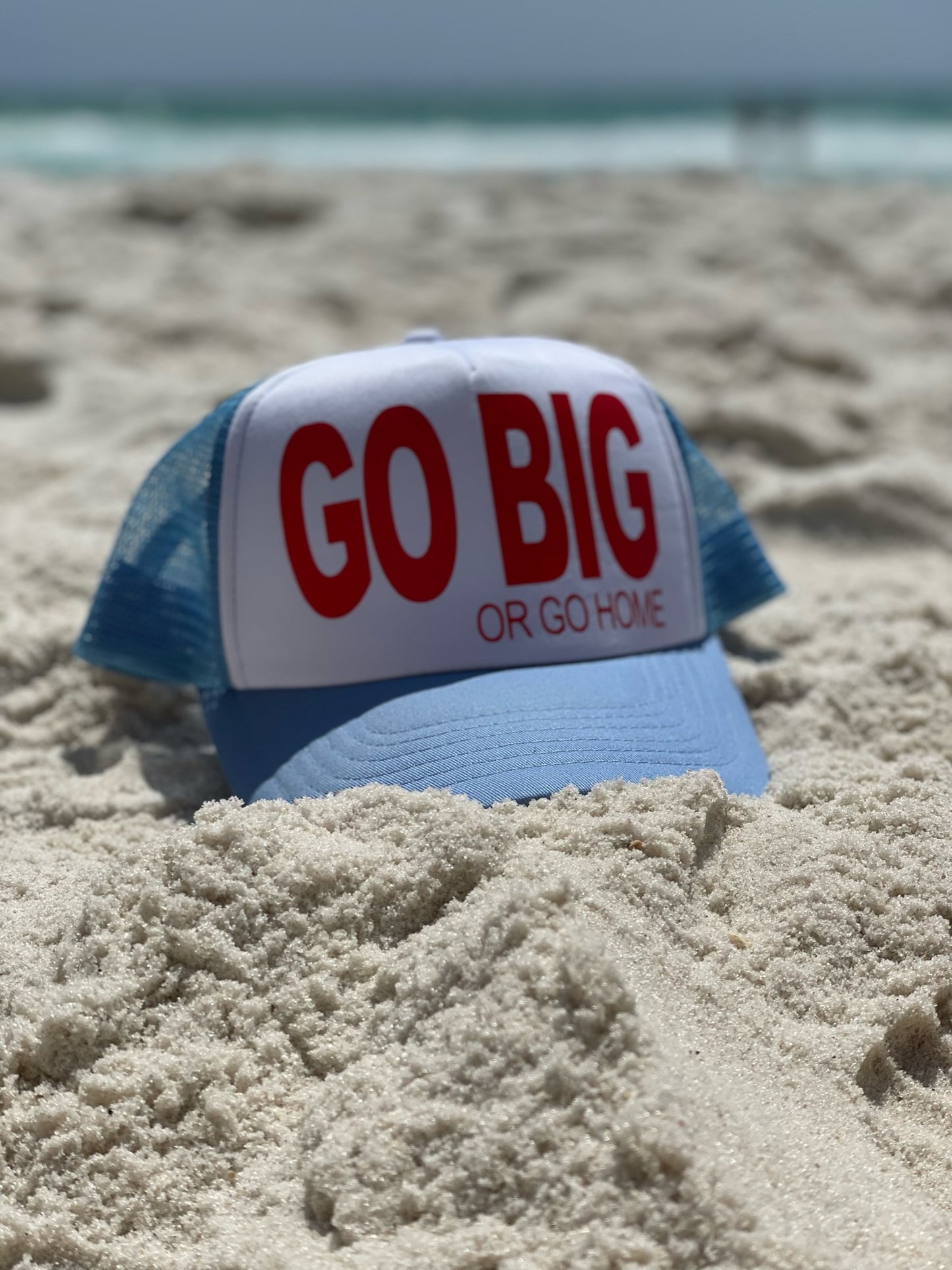 Go Big or Go Home - Blue and White Hat